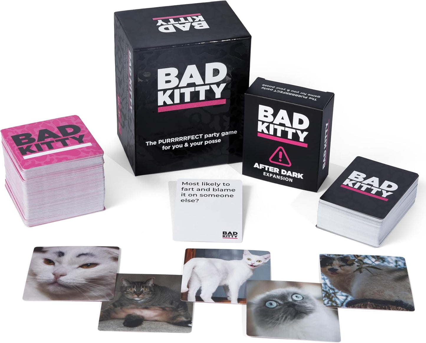 BAD KITTY Party Game + After Dark Expansion Set - The Ultimate Meme Game with Cats - The Cats Against Humans Card Game for Friends, Family, Fun Parties and Board Games Night with Your Group