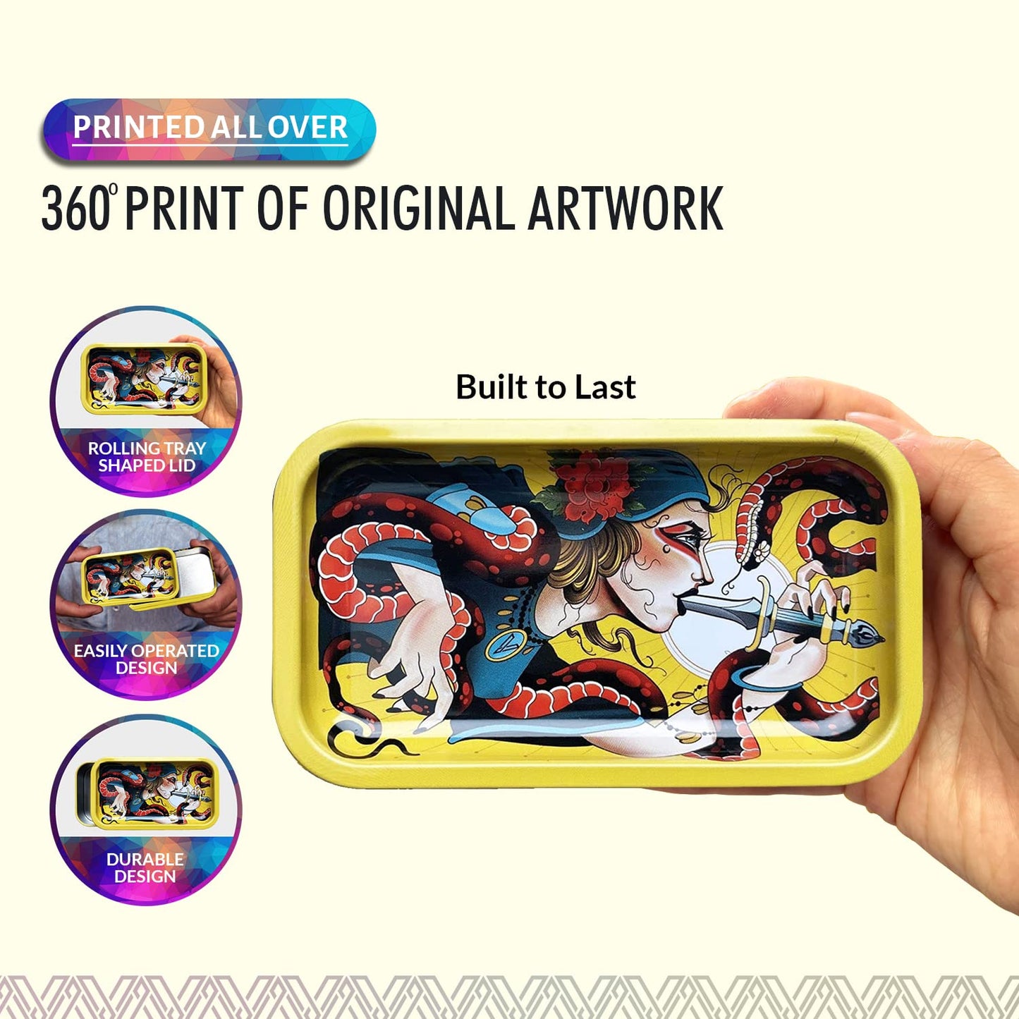 V. Syndicate 5" x 2.8" x 1.5" Mini Metal Storage Box with Lid - Airtight Lid to Avoid Moisture - Flex Your Style with 360 Print of Original Interactive Artwork on All Sides (Syndicase 2.0, Dank Diva)