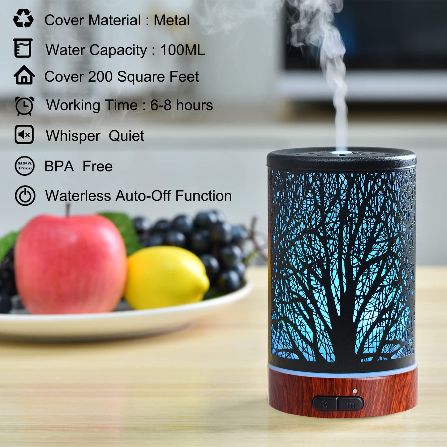 Metal Essential Oils Diffuser 150ML Aromatherapy Diffuser Cool Mist Humidifier with 7 Colors Lights Waterless Auto Off Air Diffusers as Gifts for Moms Women Girls (Bigfoot)