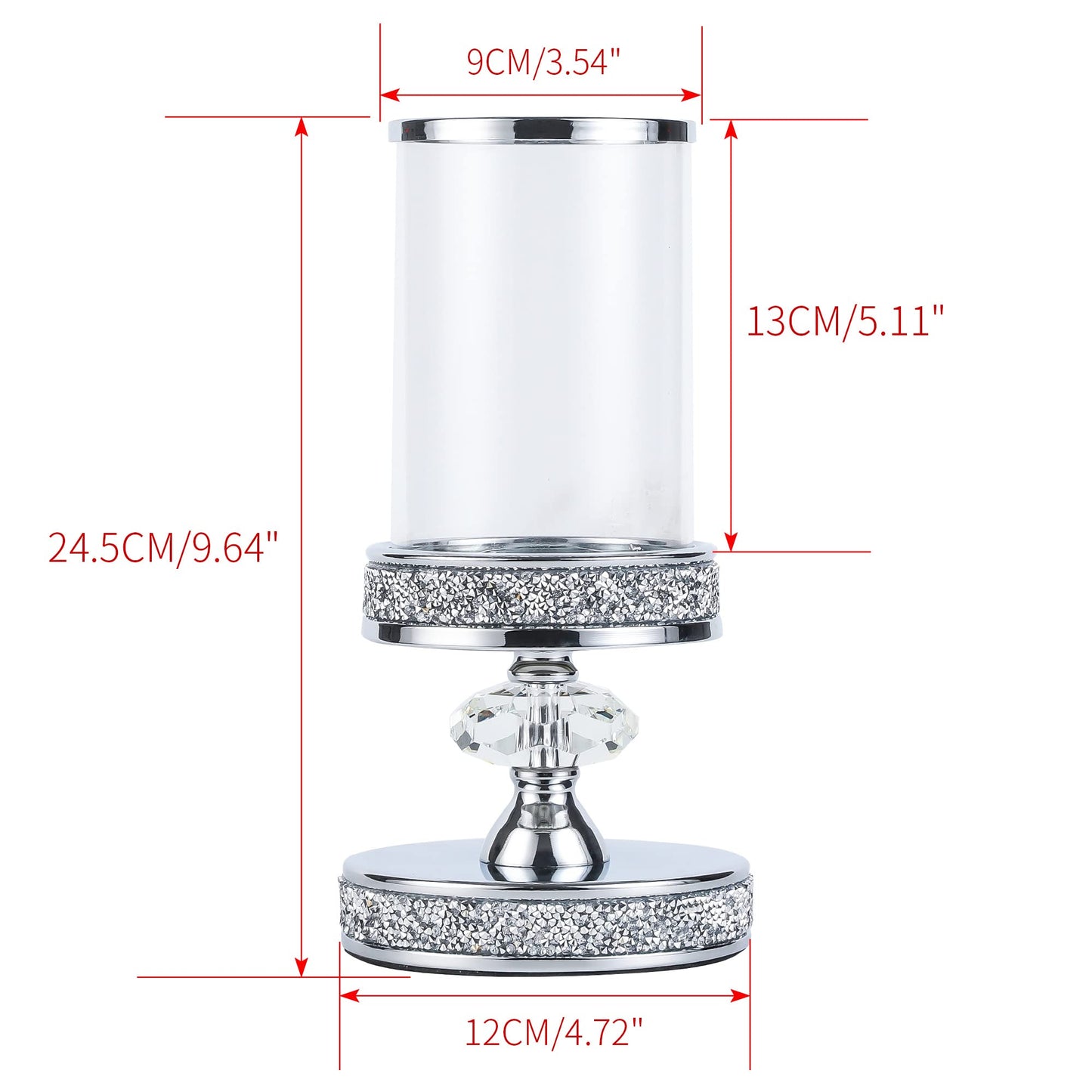 Candle Holder for Pillar Candle, Pillar Candle Holders for Wedding, Coffee Dining Table, Christmas, Table Centerpieces, Home Décor ZXC048D (1 Crystal Ball)