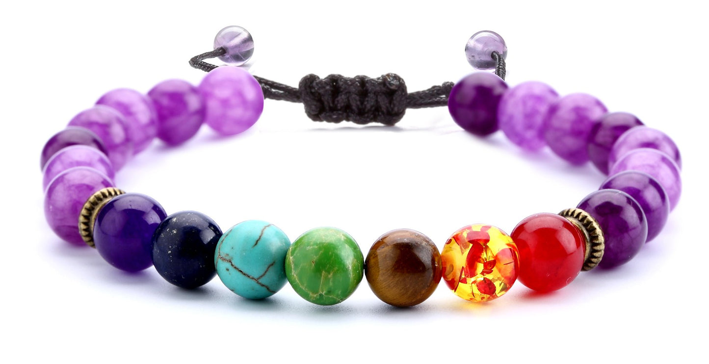 Hamoery Men Women 8mm Lava Rock Beads Chakra Bracelet Braided Rope Natural Stone Yoga Bracelet Bangle