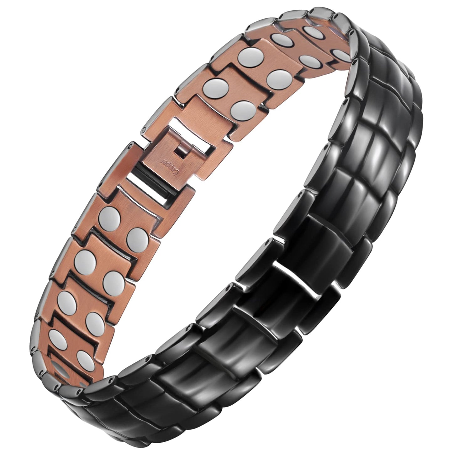 Feraco Men's Copper Magnetic Bracelet Elegant 99.99% Solid Copper Bracelets with Double-Row Strong Magnets, Magnetic Field Therapy Jewelry, Magnetic Field Therapy Jewelry