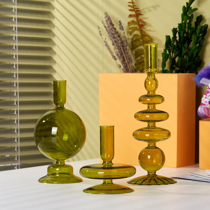 Candlestick Holders, Glass Candle Holders for Table Centerpiece, Taper Candle Stand Modern Style Black Candle Holder for Wedding Decor and Dinner Party (Color : Black)