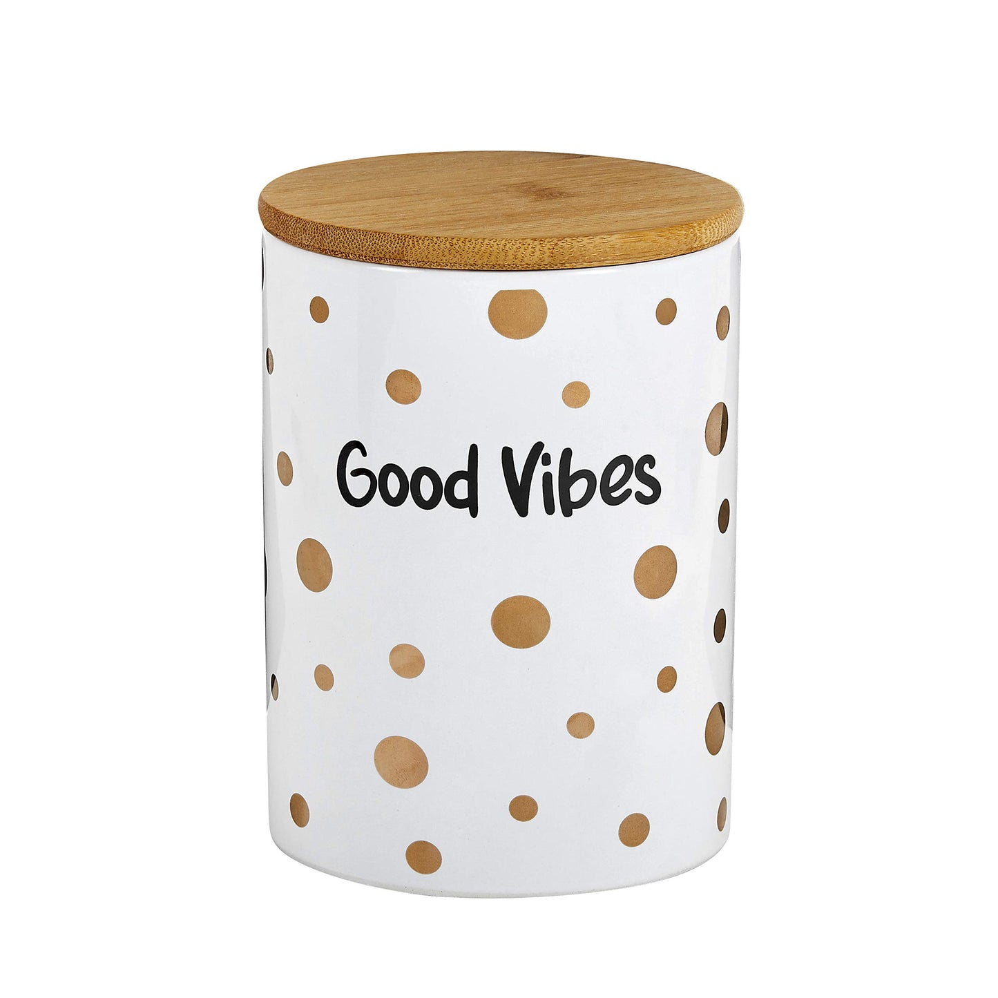 FASHIONCRAFT 88087 Canister Stash Jar, “Good Vibes” Novelty Stash Jar, Black