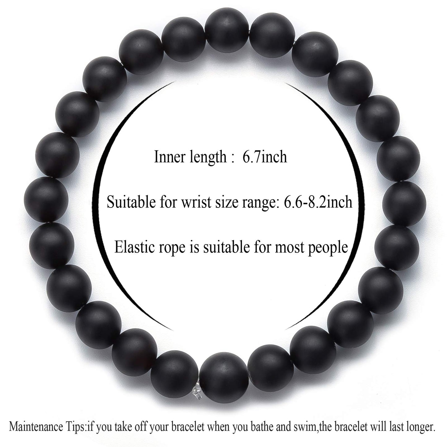 Hamoery Men Women 8mm Natural Stone Lava Rock Diffuser Bracelet Elastic Yoga Agate Beads Bracelet Bangle