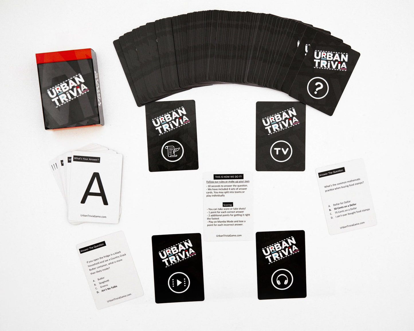 Urban Trivia Game 2nd Edition - Black Card Game for The Culture! Fun Trivia on Black TV, Movies, Music, Sports, & Growing Up Black! Great Trivia for Adult Game Nights and Family Gatherings
