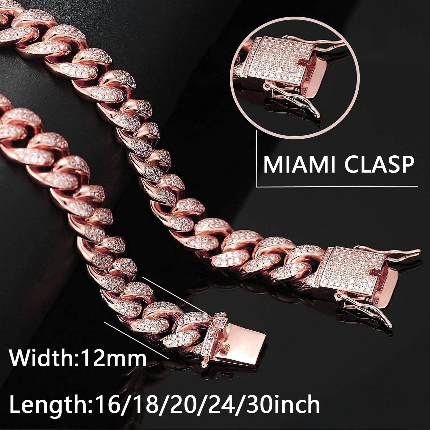 Apzzic Cuban Link Bracelet Iced Out Miami Gold Plated Hip Hop Full CZ Prong Diamond Bracelet with Giftbox for Men Women