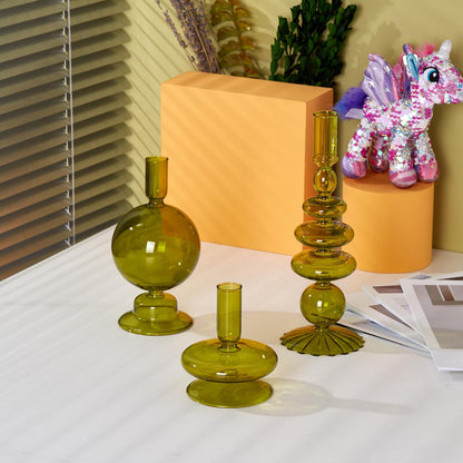 Candlestick Holders, Glass Candle Holders for Table Centerpiece, Taper Candle Stand Modern Style Black Candle Holder for Wedding Decor and Dinner Party (Color : Black)