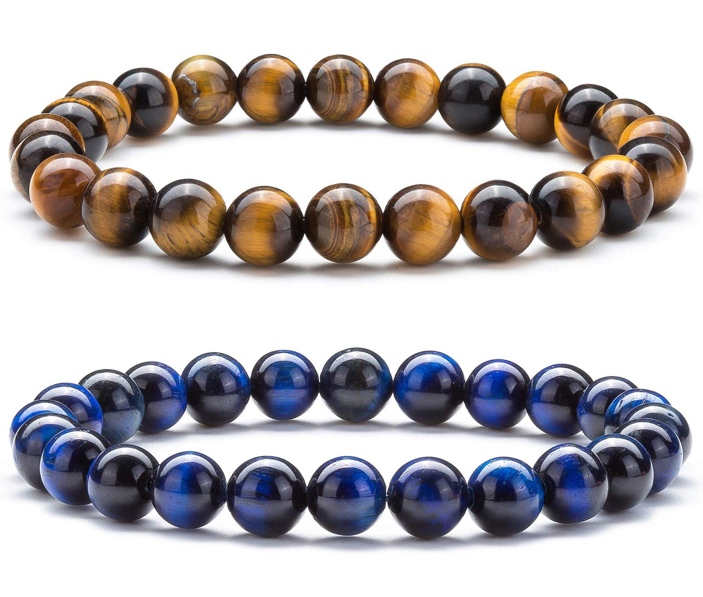 Hamoery Men Women 8mm Natural Stone Lava Rock Diffuser Bracelet Elastic Yoga Agate Beads Bracelet Bangle