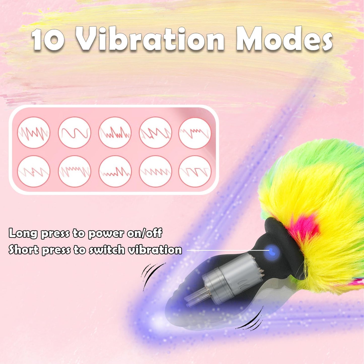 Bunny Tail Anal Plug Vibrator, Soft Silicone Butt Plug with Pink Faux Fur, Wireless Remote Control Design, Rabbit Tail Trainer for Adult Sex Toys for Role Play Cosplay Women, Men and Couples, Cute Sex