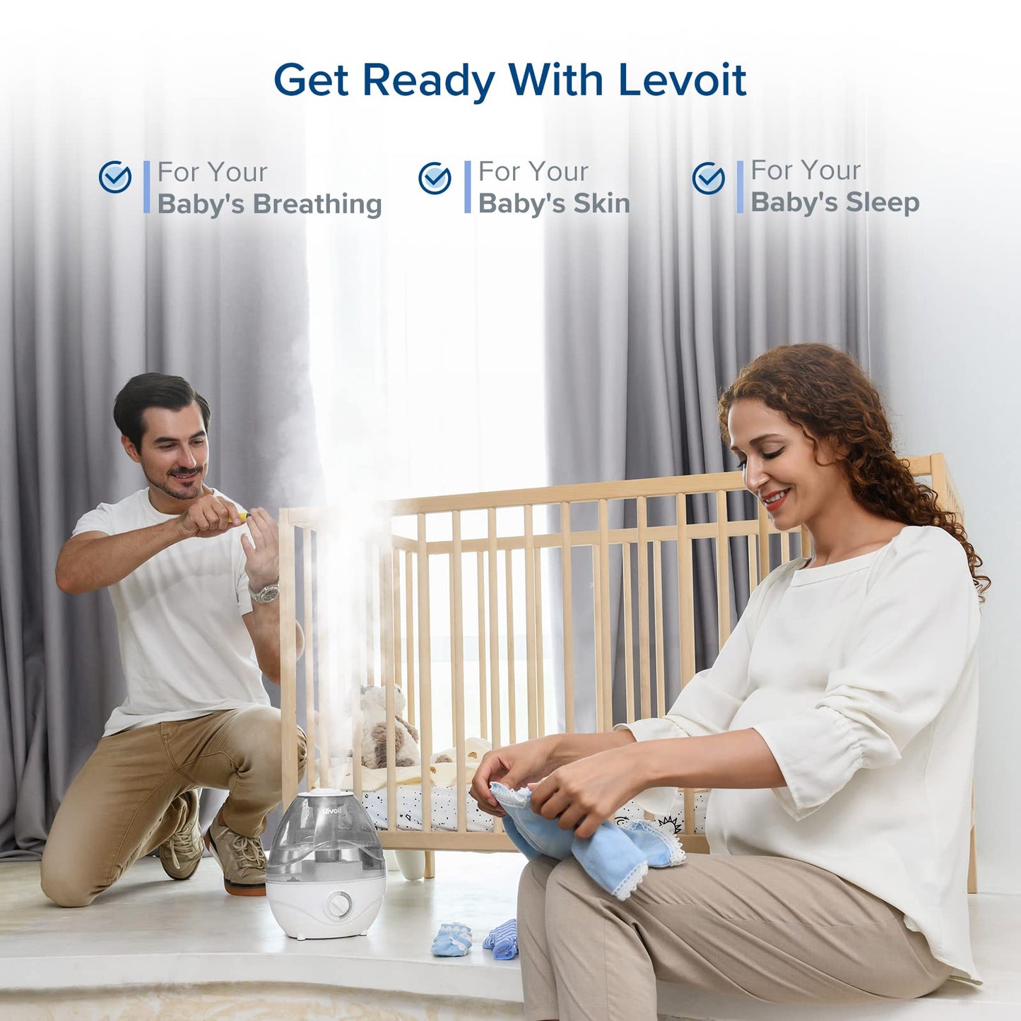 LEVOIT Humidifiers for Bedroom, Quiet (3L Water Tank) Cool Mist Top Fill Essential Oil Diffuser with 25Watt for Home Large Room, 360° Nozzle, Rapid Ultrasonic Humidification for Baby Nursery and Plant