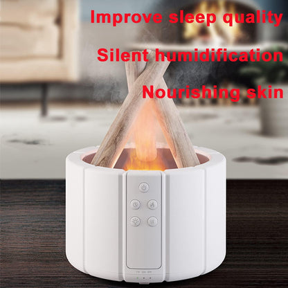 Campfire Flame Diffuser, Aromatherapy Essential Oil Diffuser, 280ml Wood Diffuser with Remote Control, Cool Mist Ultrasonic Humidifier for Bedroom,Office, Auto Shut-Off, Ambient Night Light