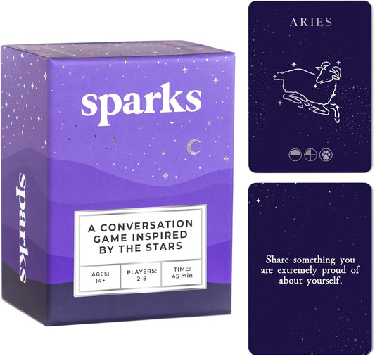 Sparks - A Conversation Game Inspired by The Stars | 2-8 Players, Conversation Cards for Couples, Friends, Family - Card Games for Couples and Adults