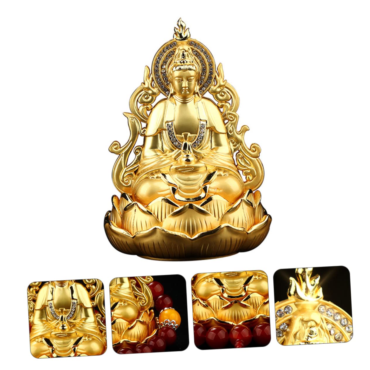 Ornaments Gold Trim Diffuser for Essential Oils Diffusers for Essential Oils Kwan Figurine Fragrance Diffuser Feng Shui Statue Car Aroma Holder Car Adornment Perfume Base Alloy