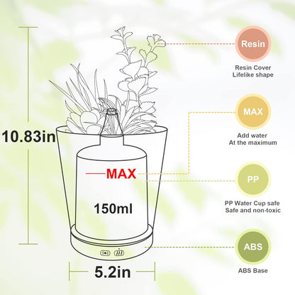 Essential Oil Diffuser, Lavender Plant Potted Aromatherapy Diffuser, 150ml Cold Mist humidifier, Super Quiet and Waterless auto Shut Off, ultrasonic Oil Diffuser for Home Office