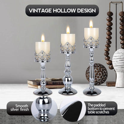 Black Vintage Candle Holder for Table Centerpiece Gothic Candle Stand Set