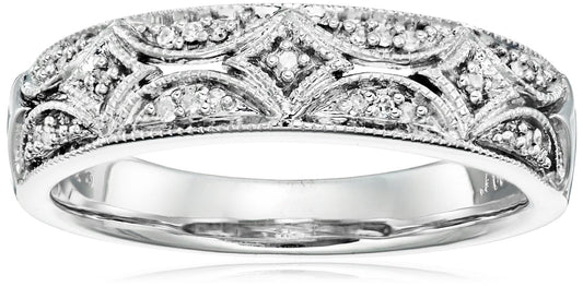 Amazon Essentials Sterling Silver Diamond Accent Band Ring (previously Amazon Collection)