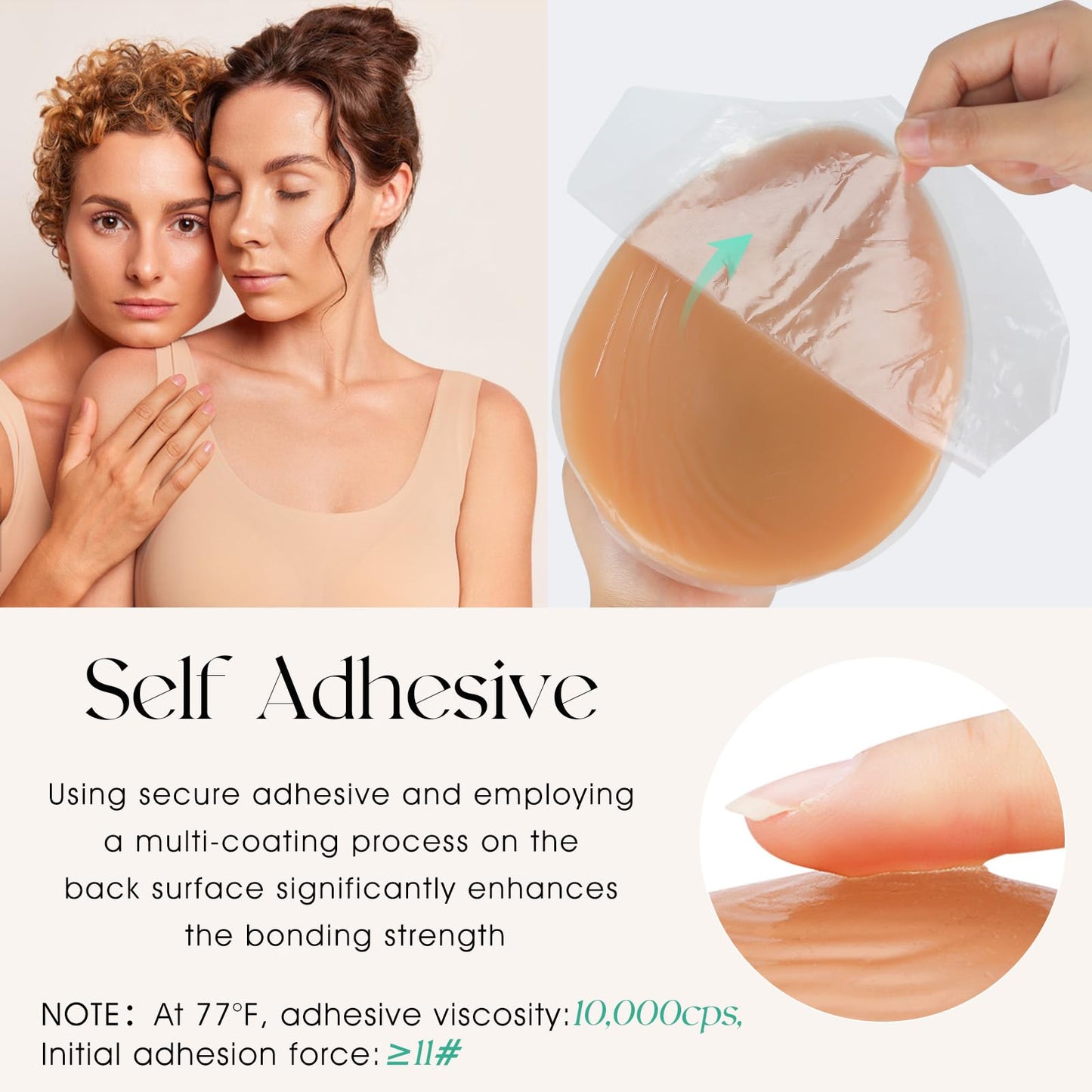 Vollence Self Adhesive Silicone Breast Forms Fake Boobs for Mastectomy Prosthesis Crossdresser Trans gender Cosplay