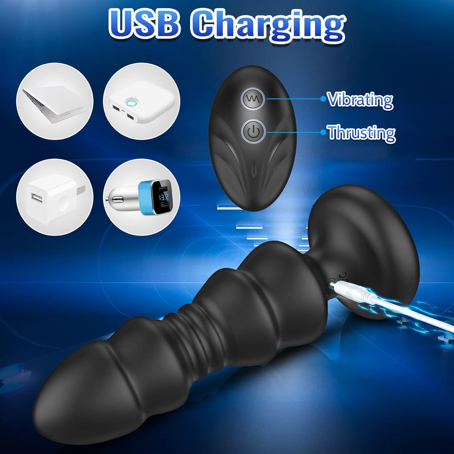 Thrusting Sex Toys Anal Plugs - Anal Toys Sex Toy Remote Control Vibrating Butt Plug G Spot Vibrator, Anal Beads with 5 Vibrating & Thrusting Prostate Massager, Anal Sex Toys for Male and Female