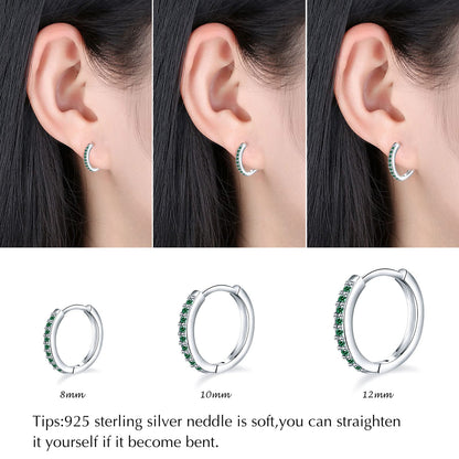 925 Sterling Silver Small Hoop Earrings Cubic Zirconia Huggie Hoop Earrings, 3 Pairs 14K White Gold Plated Cartilage Piercing Earrings Ear Cuff Tiny Hoop Earrings for Women Men