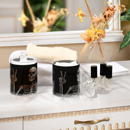 Halloween Skull 2PC Airtight Transparent Plastic Storage Jar, Food Storage Container Glass, Can Store Candy, Salt, Coffee Beans, With lid, Easy To Use