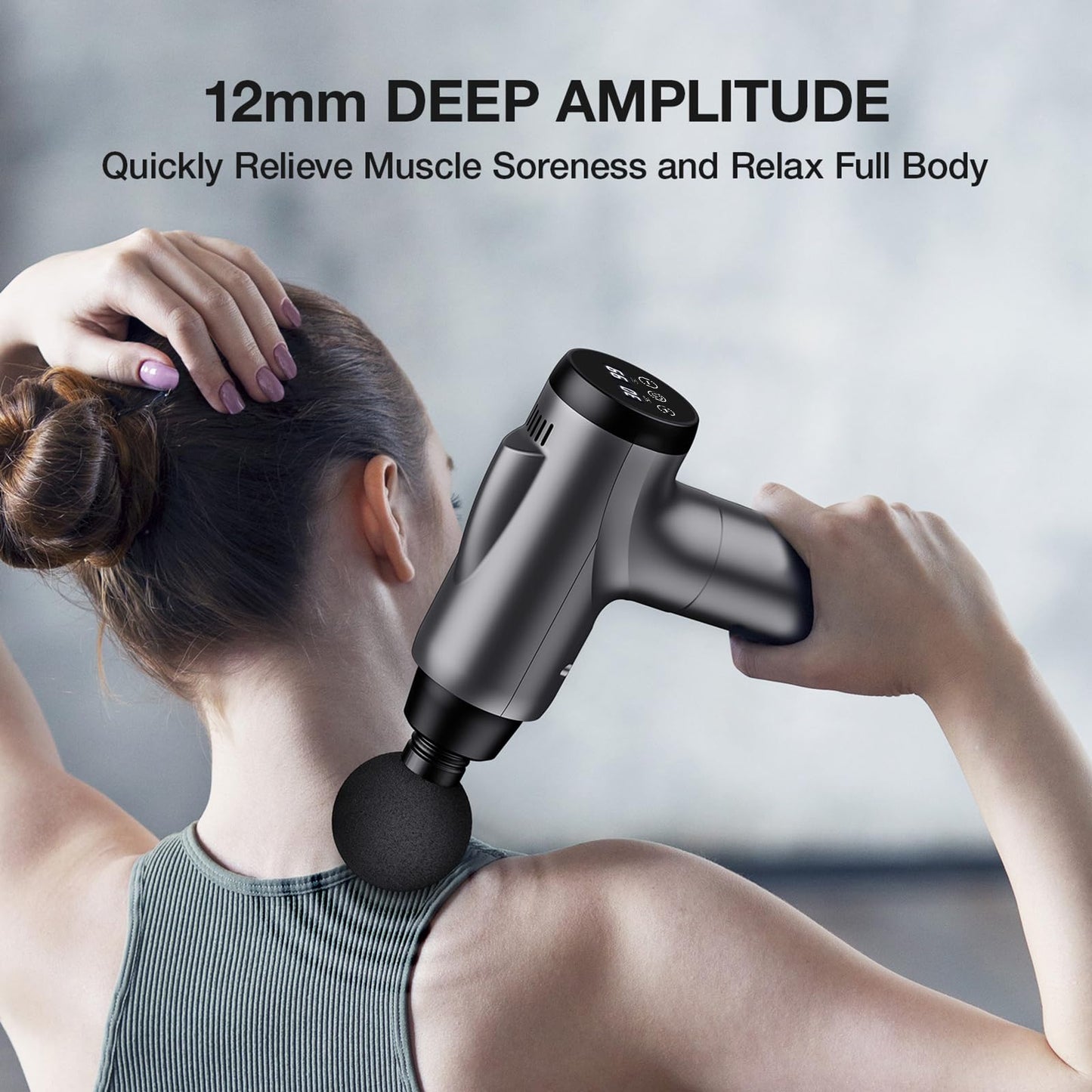 Massage Gun Deep Tissue, Handheld Electric Muscle Massager, High Intensity Percussion Massage Device for Pain Relief with 9 Attachments & 30 Speed(Black)