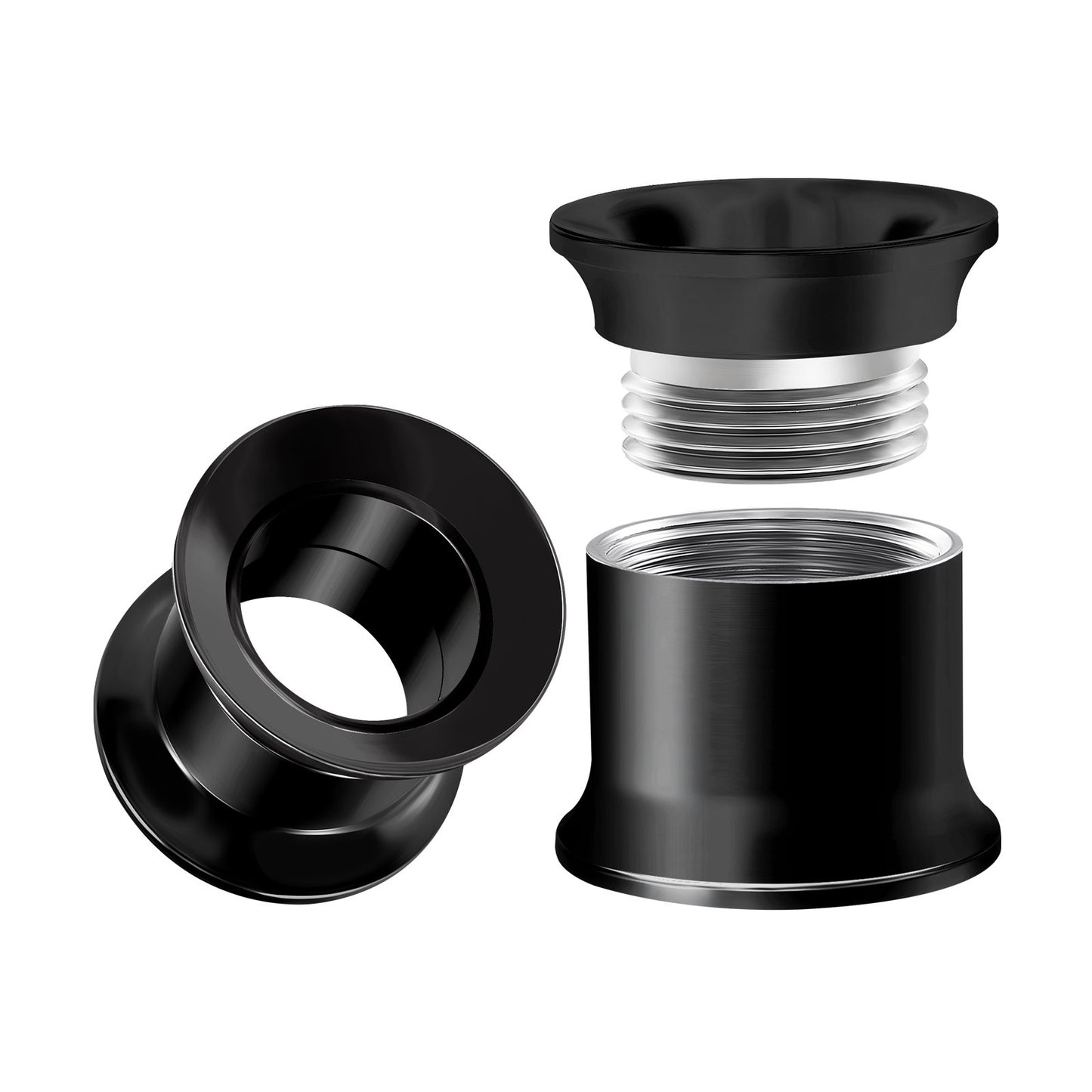 Internally Threaded Surgical Steel Black Double Flared Tunnel Piercing Jewelry Stretcher Ear Plug Earring Lobe Tunnel