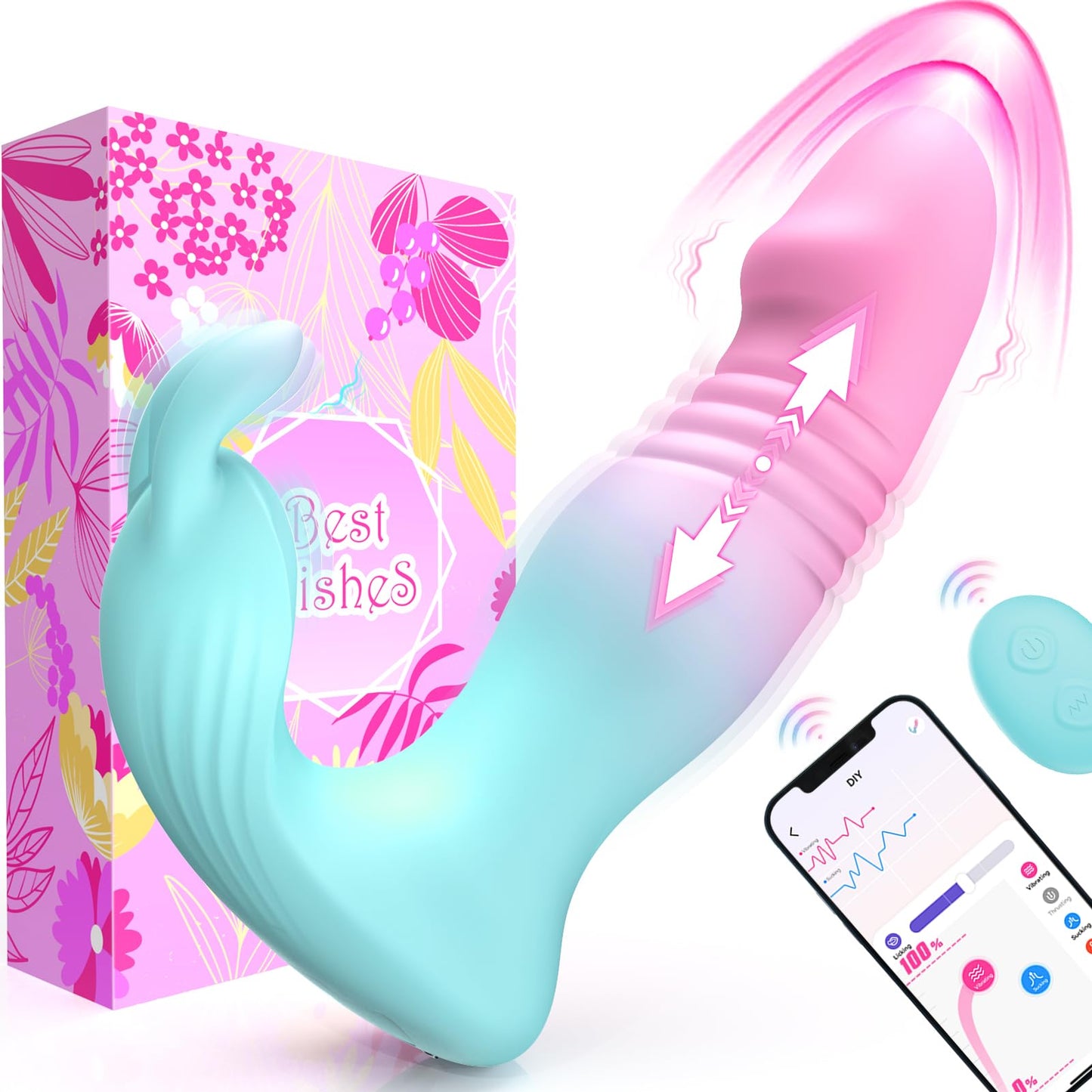 Vibrating Dildos for Women Sex Toy - 3IN1 App Wearable Remote Vibrator Rose Sex Toy, Sex Pleasure Tools for Women with 9 Rabbit Clit Vibrator & 9 Thrusting Dildos Anal Toys G Spot Vibrator Sex Swing