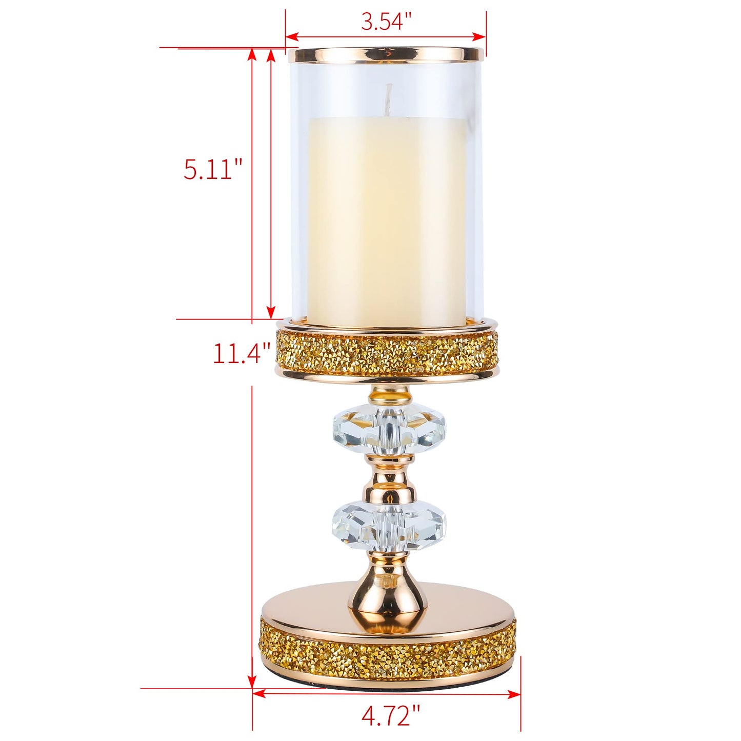 Candle Holder for Pillar Candle, Pillar Candle Holders for Wedding, Coffee Dining Table, Christmas, Table Centerpieces, Home Décor ZXC048D (1 Crystal Ball)