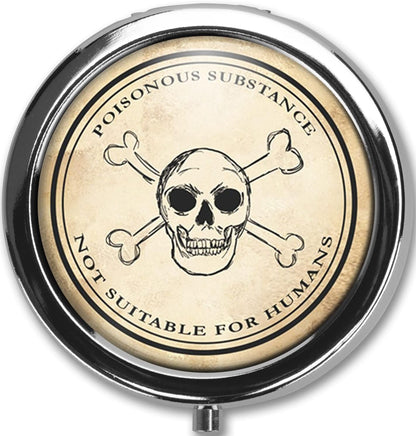 Pill Box Case Pillbox Holder Trinket Stash Box Arsenic Vintage Style Medicine Vitamin Pill Organizer Case (Poisonous)