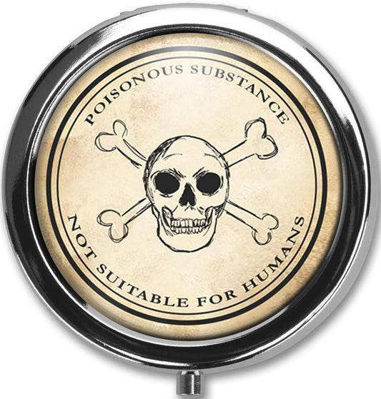 Pill Box Case Pillbox Holder Trinket Stash Box Arsenic Vintage Style Medicine Vitamin Pill Organizer Case (Poisonous)
