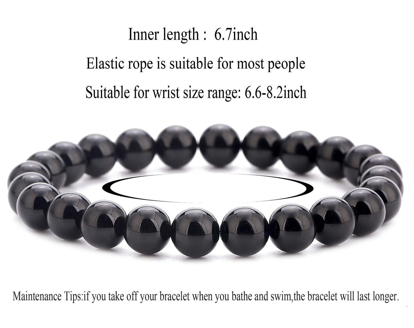 Hamoery Men Women 8mm Natural Stone Lava Rock Diffuser Bracelet Elastic Yoga Agate Beads Bracelet Bangle