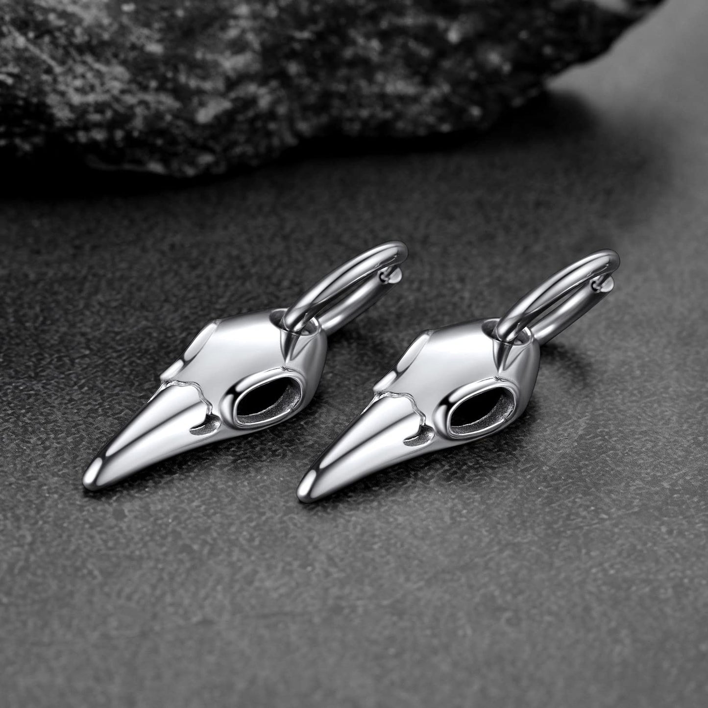 FaithHeart Raven Stud Earrings for Women Men, Stainless Steel Punk Gothic Norse Viking Crow Ear Studs with Delicate Gift Packaging