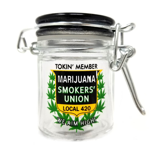 Airtight Glass Herb Mini Storage Jar with Clamping Lid in Choice of Design (Tokin Member Local 420)