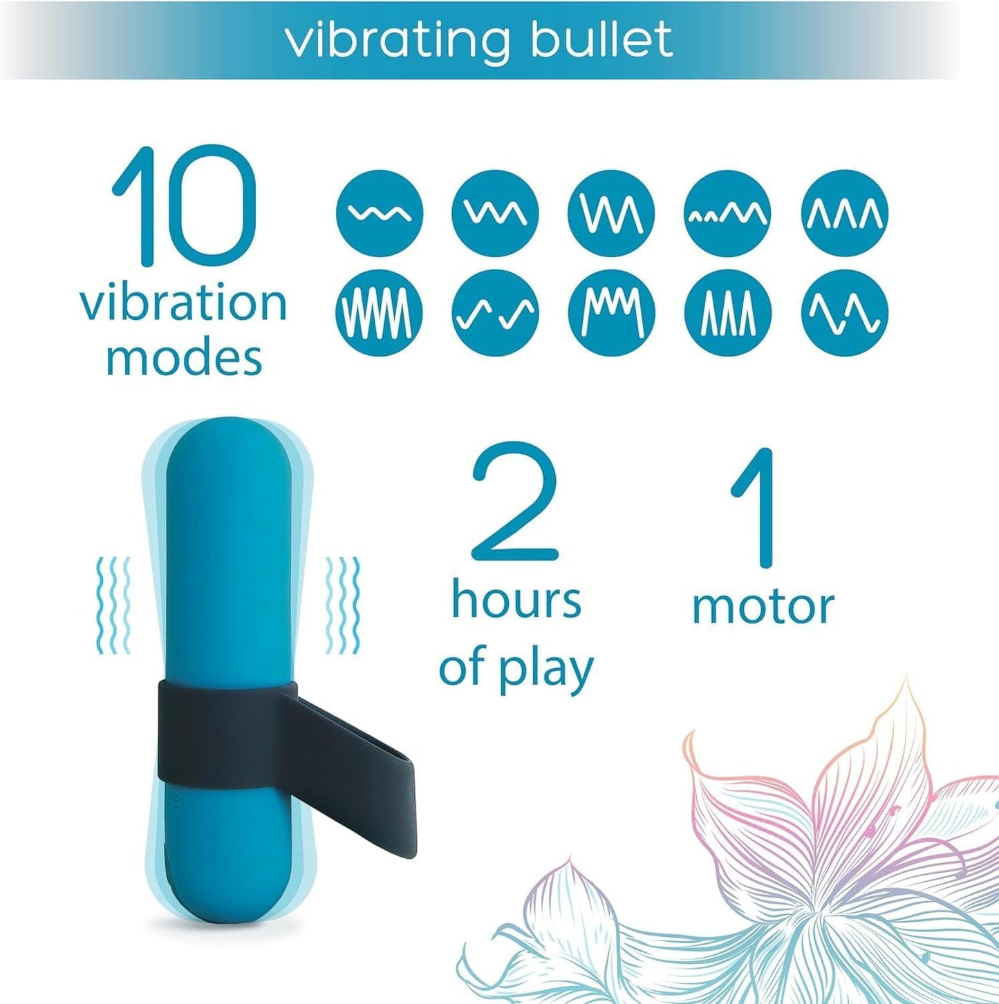 plusOne Bullet Vibrator for Women, Mini Vibrator Made of Body-Safe Silicone, Fully Waterproof, USB Rechargeable, Personal Massager with 10 Vibration Settings, Purple