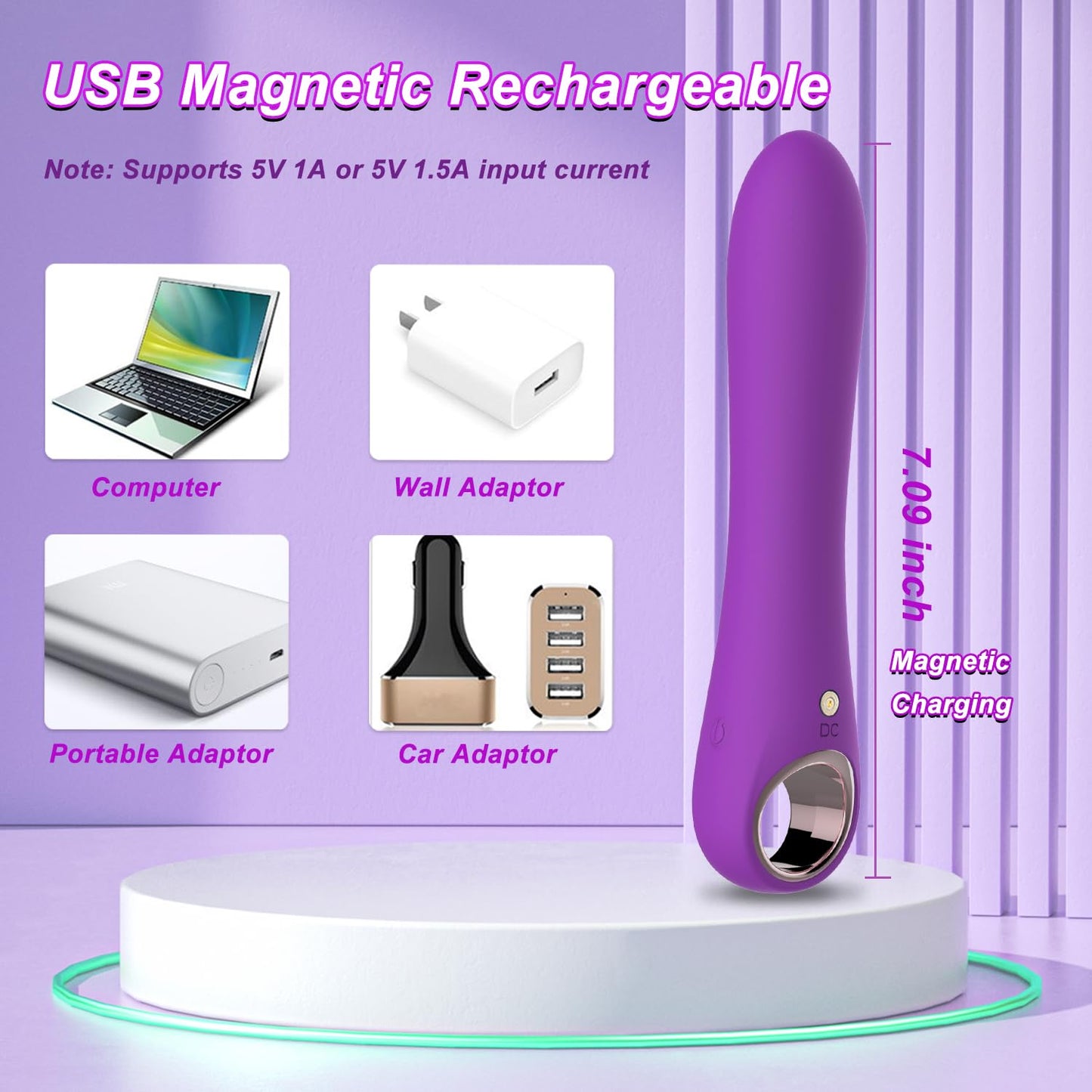 G Spot Bullet Vibrators for Women, Tuitionua Rose Vibrator with 10 Vibrations, Silicone Dildo Clitoris Vagina Anal Vibrating Machine, Adult Female Sex Toys(Purple)