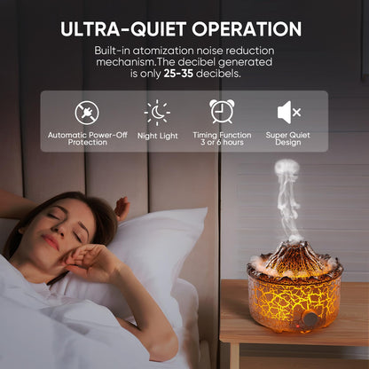 Aromatherapy Essential Oil Diffuser, 560ml Ultrasonic Cool Mist Diffuser/Humidifier with Flame & Volcano 2 Mist Mode, for Bedroom,Office,Home, Auto Shut-Off, Remote Control, Gift (Blcak)