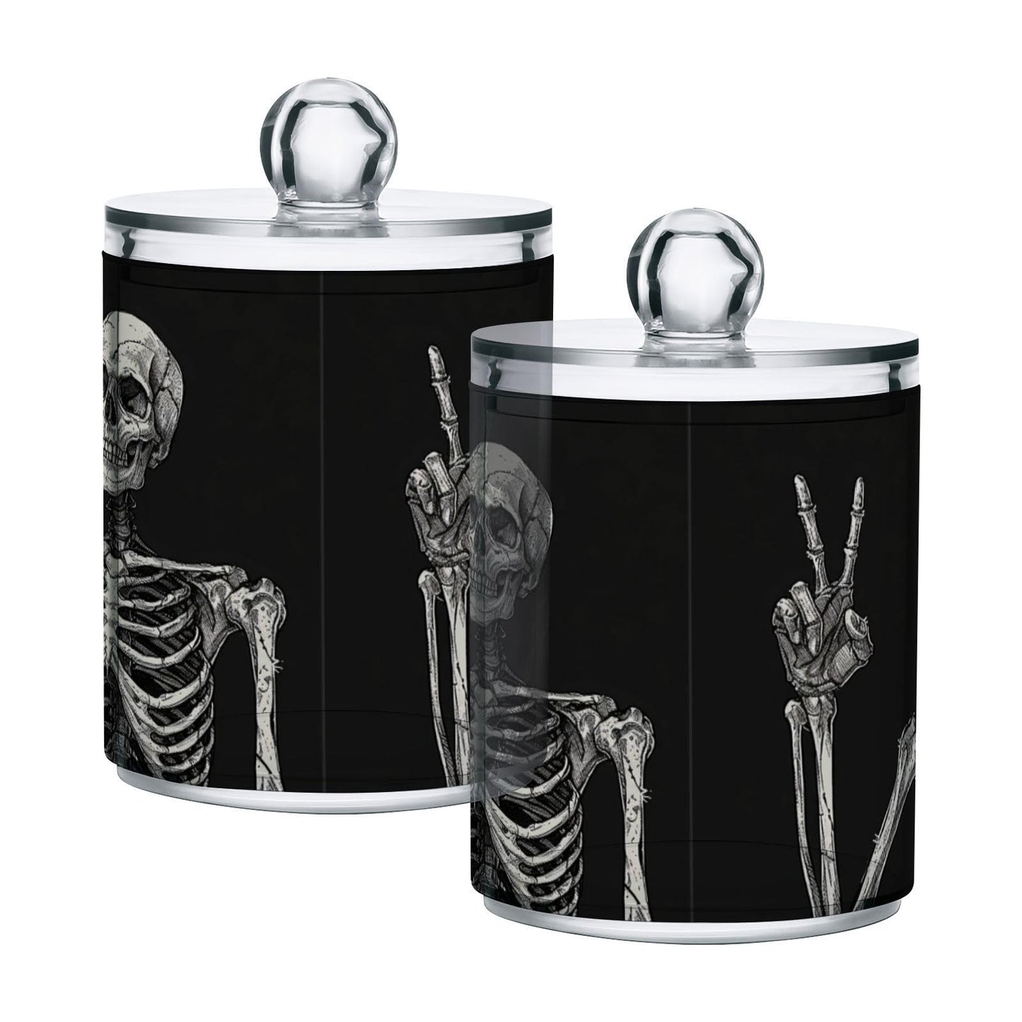 Halloween Skull 2PC Airtight Transparent Plastic Storage Jar, Food Storage Container Glass, Can Store Candy, Salt, Coffee Beans, With lid, Easy To Use