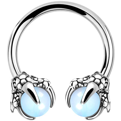 OUFER 316L Surgical Steel Circular Earrings Two White Opals Surrounded by Dragon Claws Cartilage Earing Ear Body Piercing Jewelry Helix Earrings Piercing…
