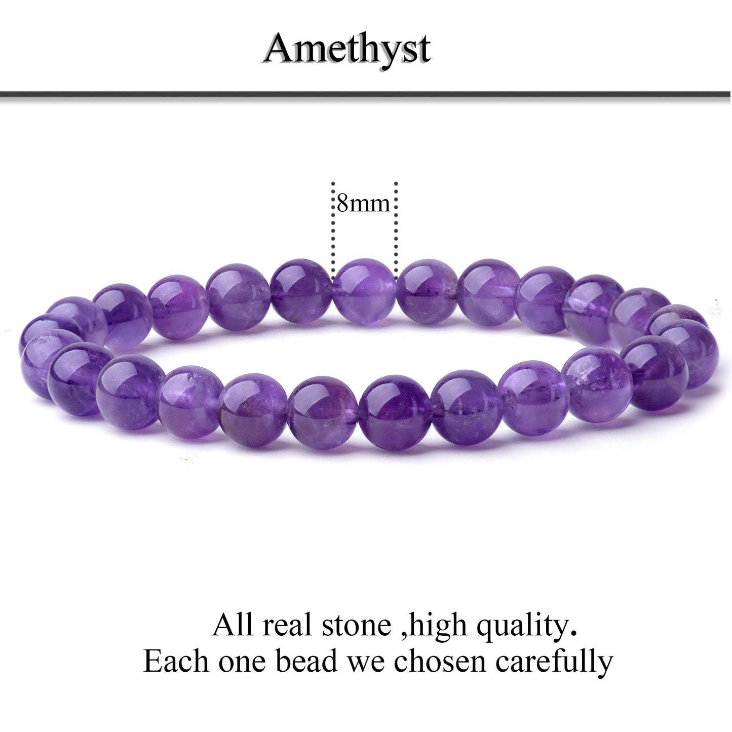 Natural 8mm Gorgeous Semi-Precious Gemstones Healing Crystal Stretch Beaded Bracelet Unisex