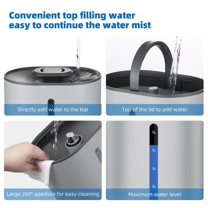 6L Humidifiers for Bedroom Large Room Home, Cool and Warm for Baby and Plants Mist Top Fill Desk Humidifiers Essential Oil Diffuser, Quiet with Adjustable Mist,360°Nozzle-Black