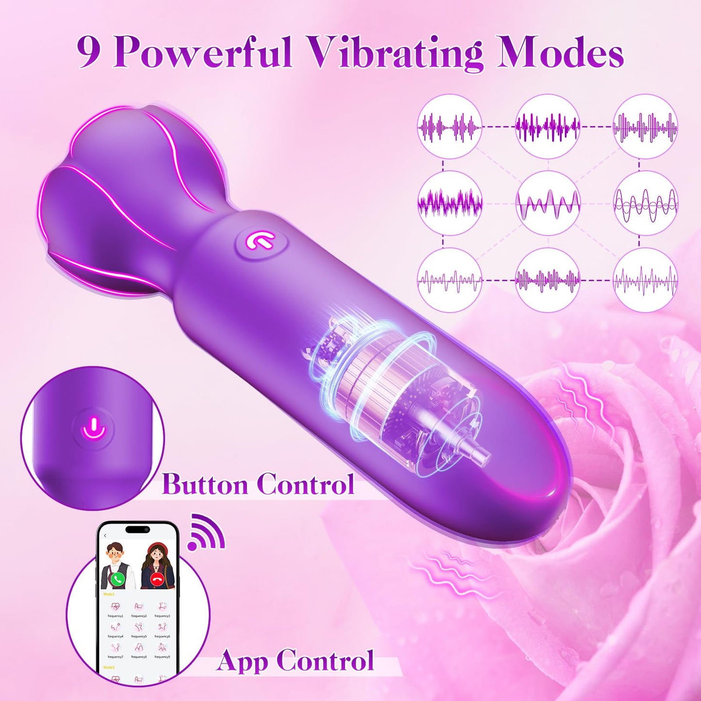 Mini Bullet Vibrator Adult Toys - Vibrators App Controlled Female Sex Toys with 9 Vibration Modes, Lipstick G Spot Dildo Clitoral Vibrator, Long Distance Discreet Vibrator for Women & Couples (Black)