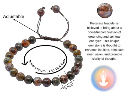 Copper Hematite Bracelet for Women Men's Gifts - Protection Healing Crystal Bracelet - 8mm Gemstone Beaded Adjustable Bracelet Pulseras Para Hombres Mujer Stocking Stuffers