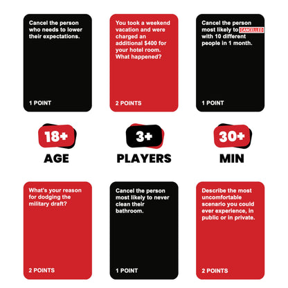 Cancelled - Hilarious Party Games for Adults - 350 Cards to Expose Your Friends, Perfect for College, Couples, Bachelorette Parties, Game Nights - Roast Your Friends with This Adult Game