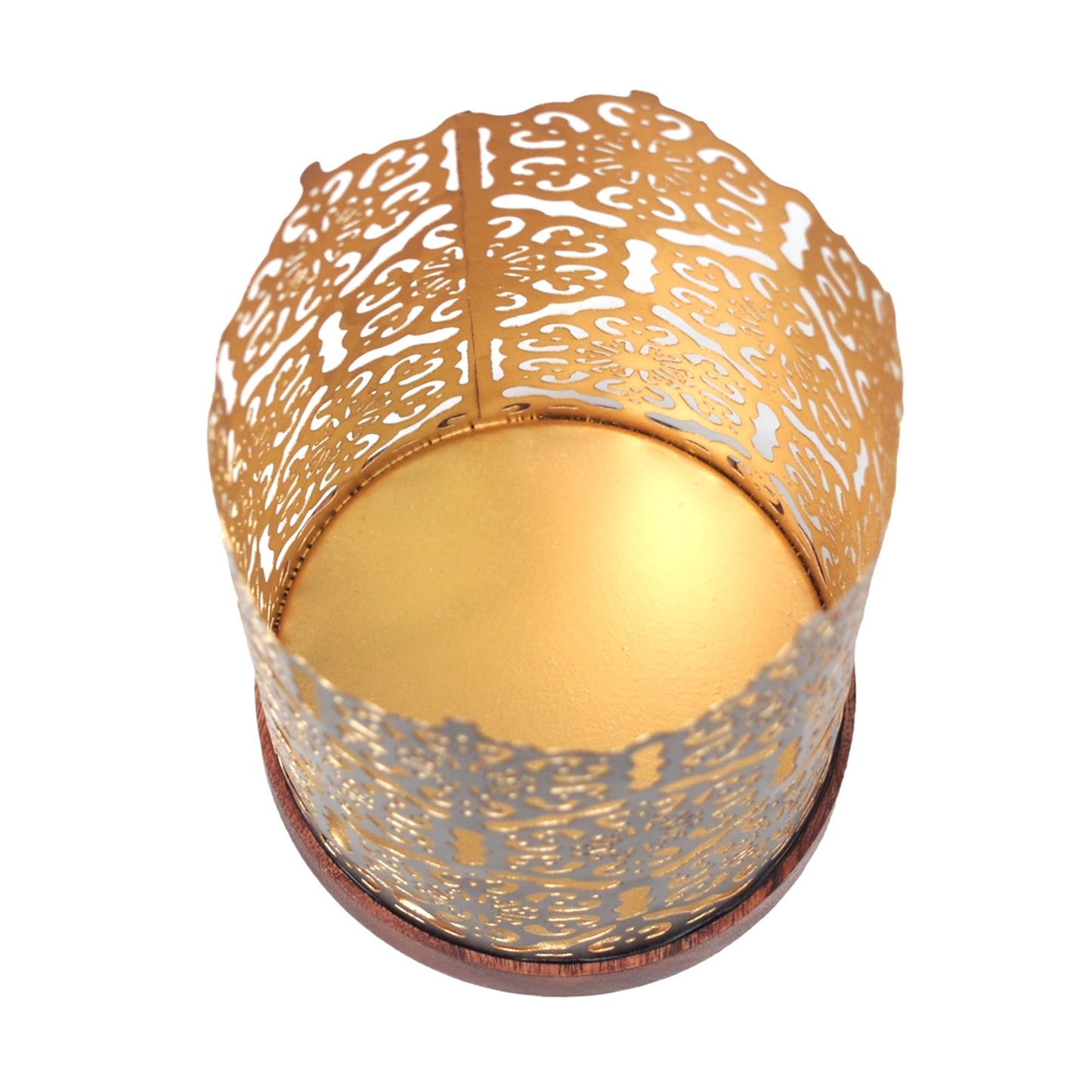 Hosley 4.5" High Black (Gold Inside) Metal Jar Holder Candle Sleeve. Candle Holder, Votive, Tea Light Lanterns Use with Tealights. Ideal Gift for Weddings, Parties, Spa and Aromatherapy O6