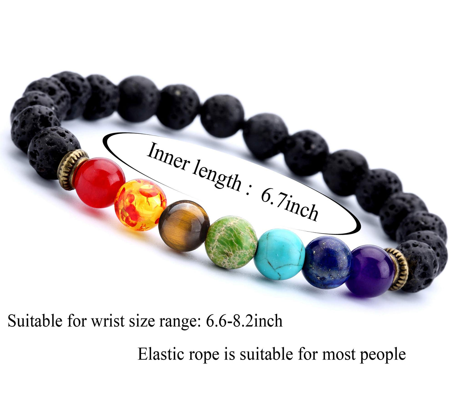 Hamoery Men Women 8mm Lava Rock Beads Chakra Bracelet Braided Rope Natural Stone Yoga Bracelet Bangle