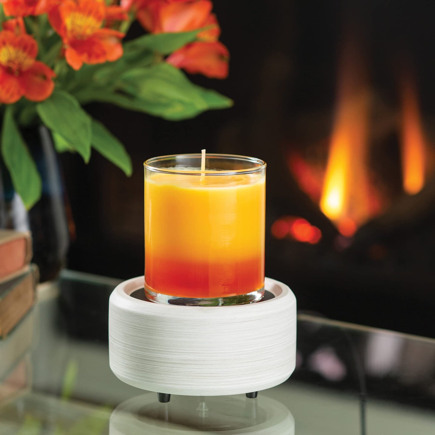 Candle Warmers Etc 2-In-1 Candle and Fragrance Wax Melt Warmer For Warming Scented Candles or Wax Melts and Tarts With To Freshen Room, Slate