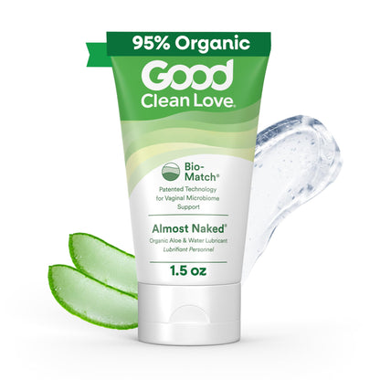 Good Clean Love Almost Naked Organic Water-Based Lube, Personal Lubricant with Aloe Vera, Safe for Adult Toys & Condoms, pH-Balanced, Intimate Wellness Gel for Men & Women, 4 Oz (Packaging May Vary)