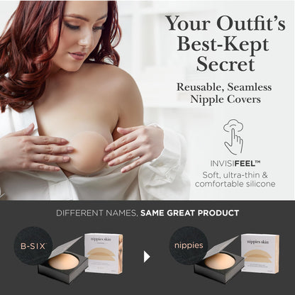 Nippies Nipple Cover - Sticky Adhesive Silicone Nipple Pasties - Reusable Pasty Nipple Covers for Women with Travel Box