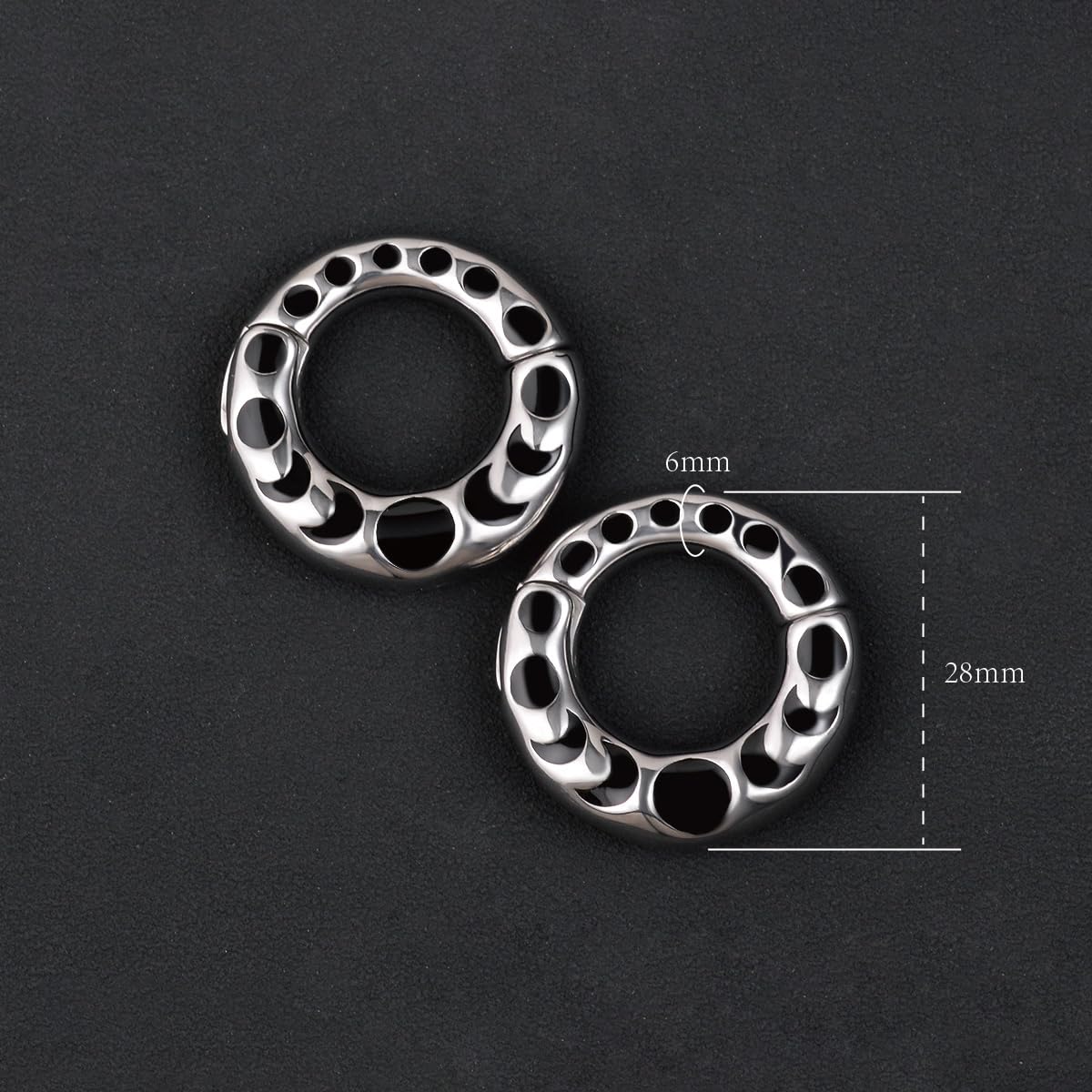 1 Pair Stainless Steel 2g Hoop Gauge Plug Ear Weights For Stretched Ears Heavy Weighted Tunnels 6mm Ear Gauge Expander Piercing Jewelry